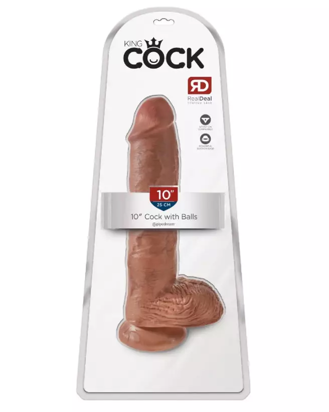 Image du King Cock 10 inch Balls Tan, sextoy réaliste et hypoallergénique-1