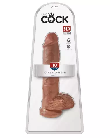 Image du King Cock 10 inch Balls Tan, sextoy réaliste et hypoallergénique-1