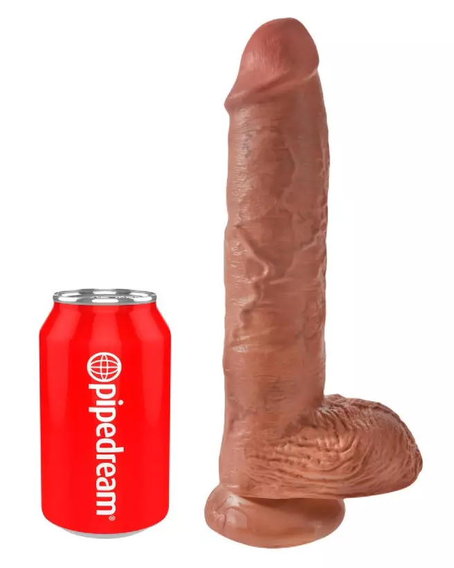 Image du King Cock 10 inch Balls Tan, sextoy réaliste et hypoallergénique-2