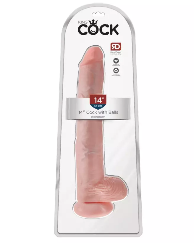 Image du King Cock 14 pouces réaliste avec testicules, sextoy de luxe-1