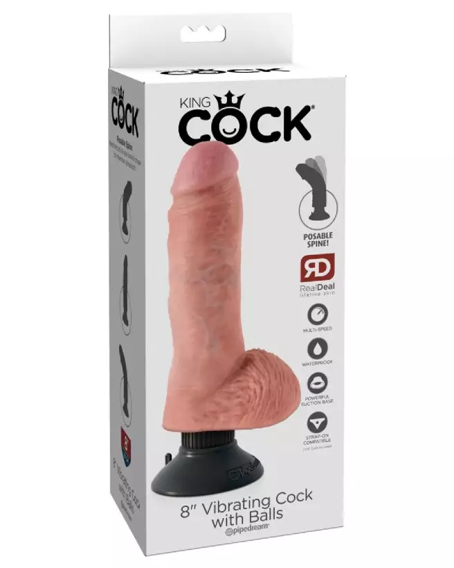 Image du KC 8 Vibrating Cock with Balls par King Cock, sextoy réaliste et vibrant-1