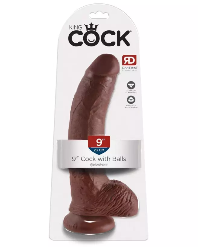King Cock 9 pouces Cock with Balls Brown sextoy réaliste brun-1