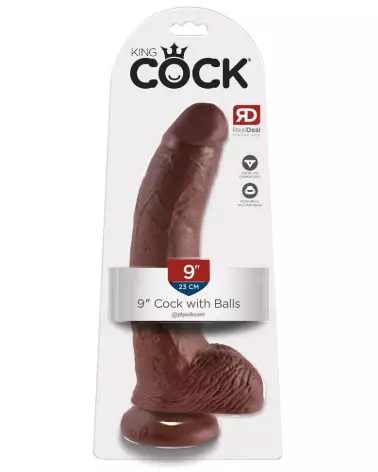 King Cock 9 pouces Cock with Balls Brown sextoy réaliste brun-1