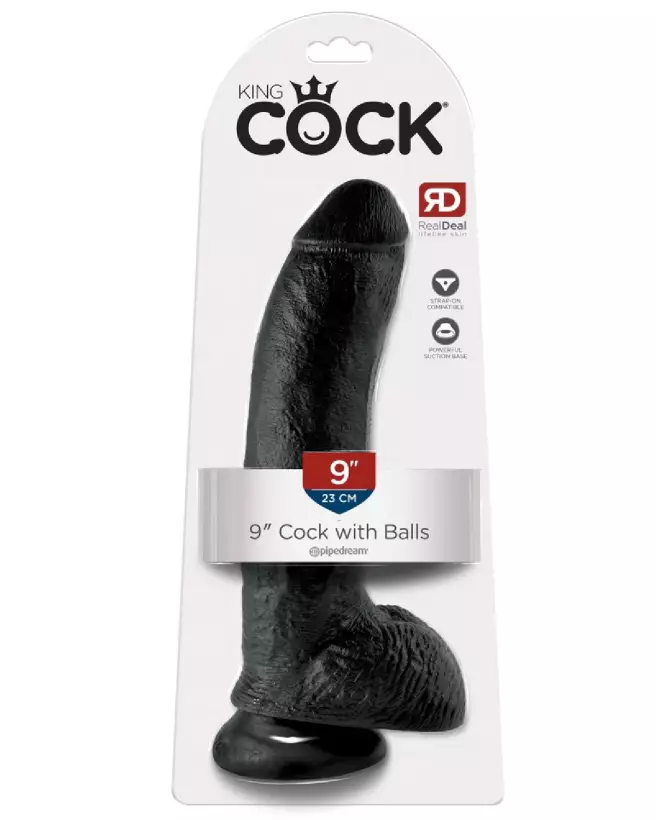 KC 9 pouces Cock with Balls Dark de King Cock, sextoy réaliste de haute qualité en silicone, couleur sombre-1