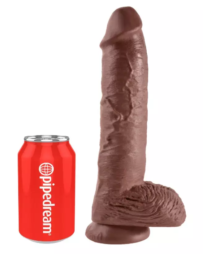 Image King Cock 10 inch Balls Brown, sextoy réaliste brun, dildo avec ventouse-2