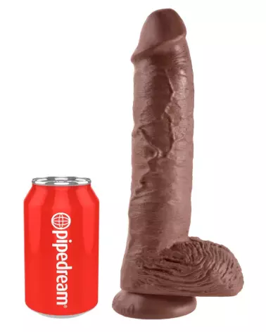Image King Cock 10 inch Balls Brown, sextoy réaliste brun, dildo avec ventouse-2