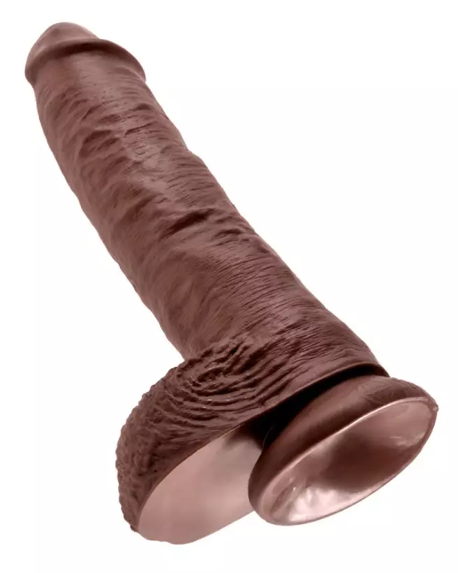 Image King Cock 10 inch Balls Brown, sextoy réaliste brun, dildo avec ventouse-5