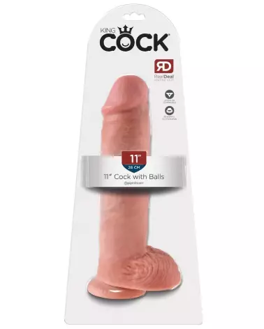 King Cock 11 pouces avec testicules, sextoy réaliste haut de gamme, texture détaillée, expérience sensorielle unique-1