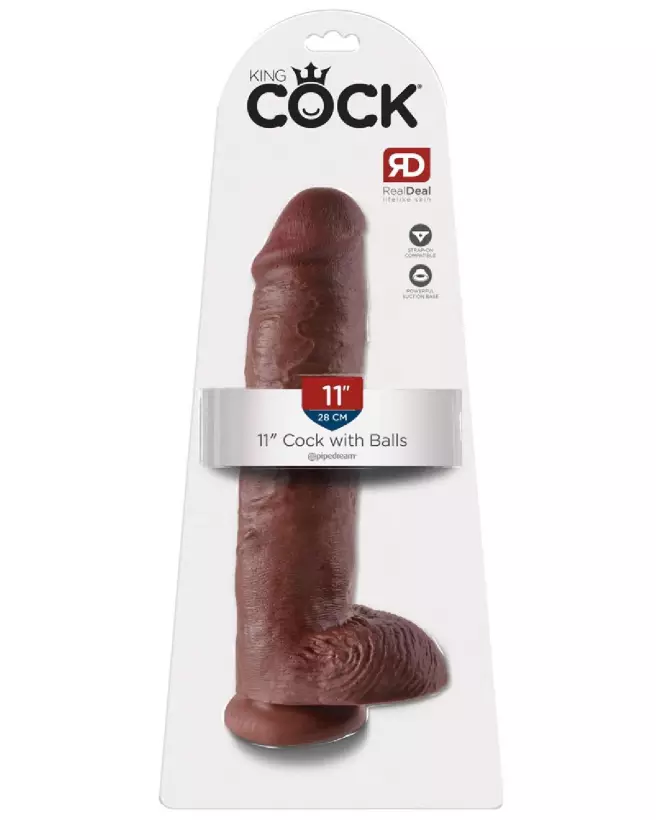 Image du KC 11" Cock with Balls Brown de King Cock, sextoy réaliste brun-1
