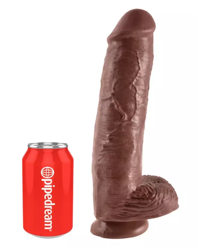 Image du KC 11" Cock with Balls Brown de King Cock, sextoy réaliste brun-2
