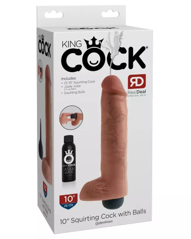Image du KC 10" Squirting Cock with Balls de King Cock, sextoy réaliste et éjaculateur-1