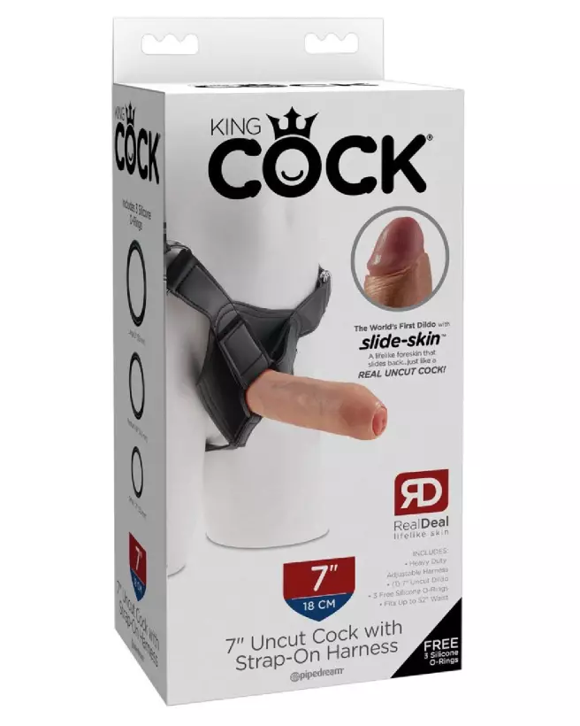 Image du KC 7 Uncut with Strap-On Light de King Cock, sextoy réaliste et haut de gamme-1