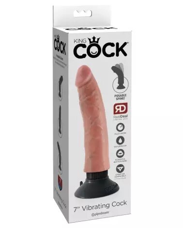 Image du KC 7" Vibrating Cock Light de King Cock, sextoy réaliste vibrant-1