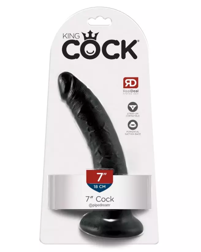 Image du King Cock 7" Cock Dark, sextoy réaliste noir de haute qualité-1