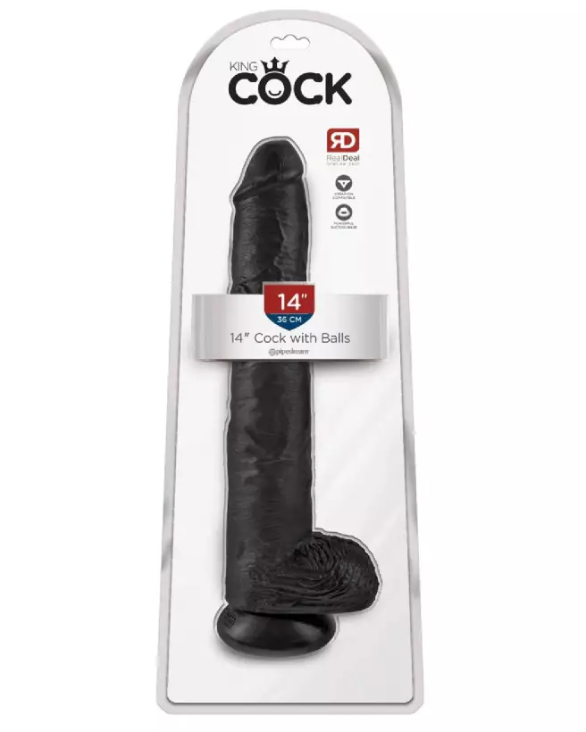 King Cock 14 pouces Cock w Balls Dark sextoy réaliste haute qualité-1