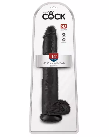 King Cock 14 pouces Cock w Balls Dark sextoy réaliste haute qualité-1