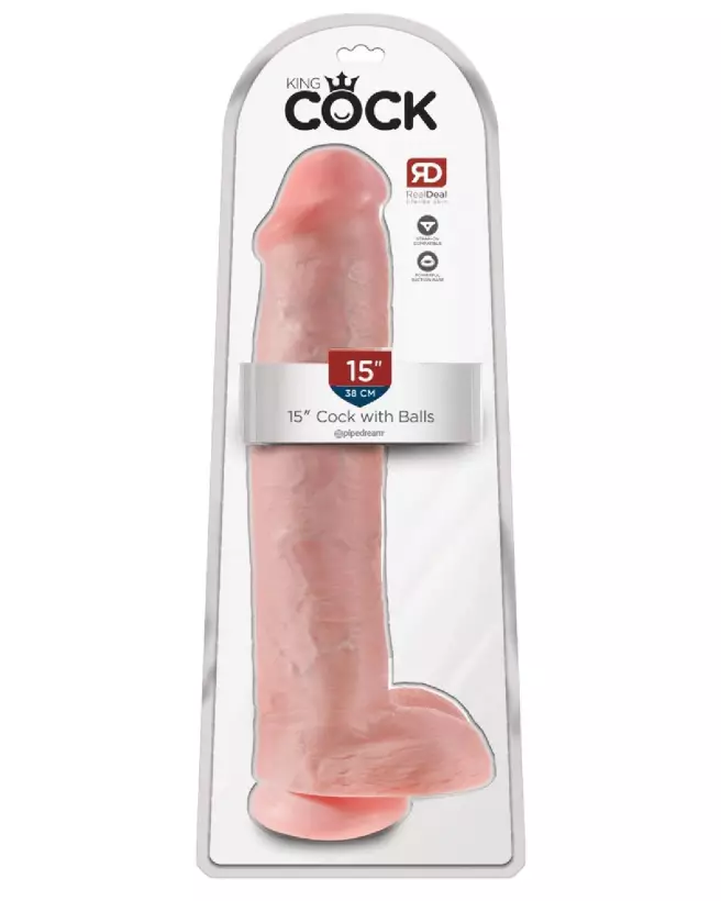 Image King Cock 15 pouces réaliste avec testicules - Sextoy de haute qualité-1