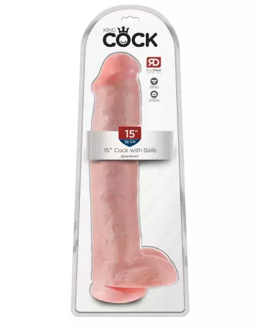 Image King Cock 15 pouces réaliste avec testicules - Sextoy de haute qualité-1