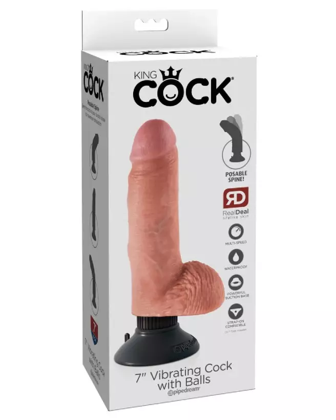 King Cock 7 inch réaliste vibrant avec balles pour une expérience authentique-1