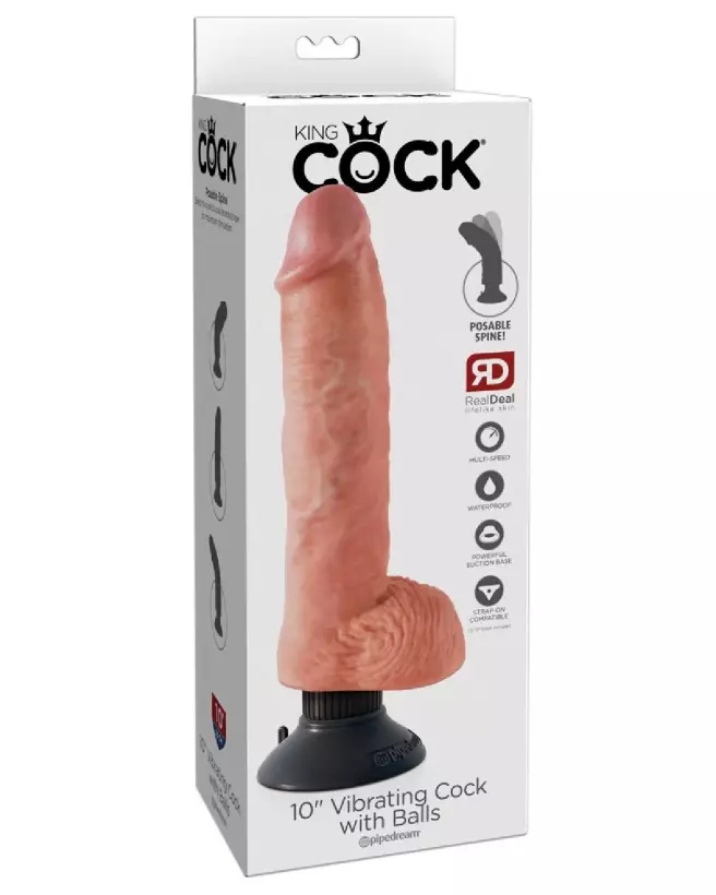 Image King Cock 10-inch Vibrant avec Testicules - Sextoy Réaliste Haut de Gamme-1