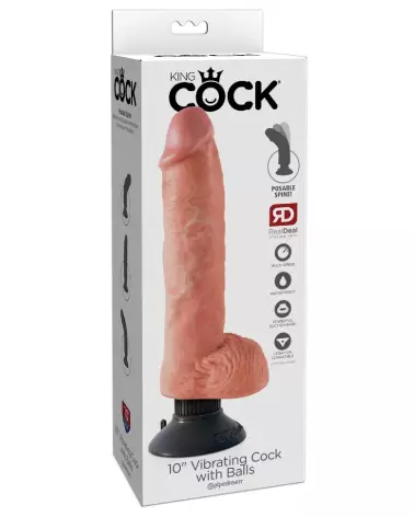 Image King Cock 10-inch Vibrant avec Testicules - Sextoy Réaliste Haut de Gamme-1
