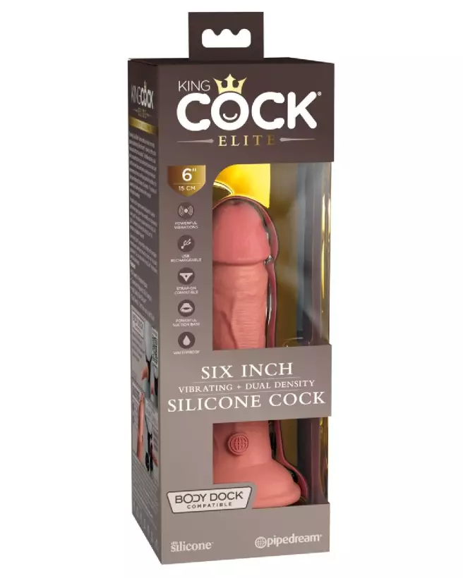 Image du King Cock Elite KCE 6 DD Vibrating Cock Light, sextoy réaliste haut de gamme-1