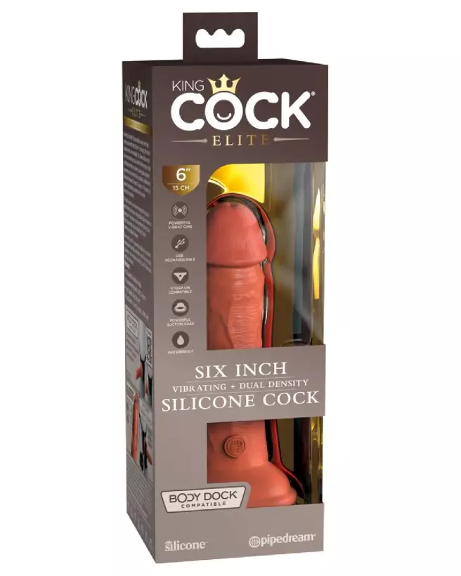Image du KCE 6 DD Vibrating Cock Tan de King Cock Elite, sextoy réaliste et vibrant-1