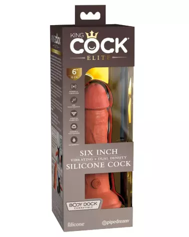 Image du KCE 6 DD Vibrating Cock Tan de King Cock Elite, sextoy réaliste et vibrant-1