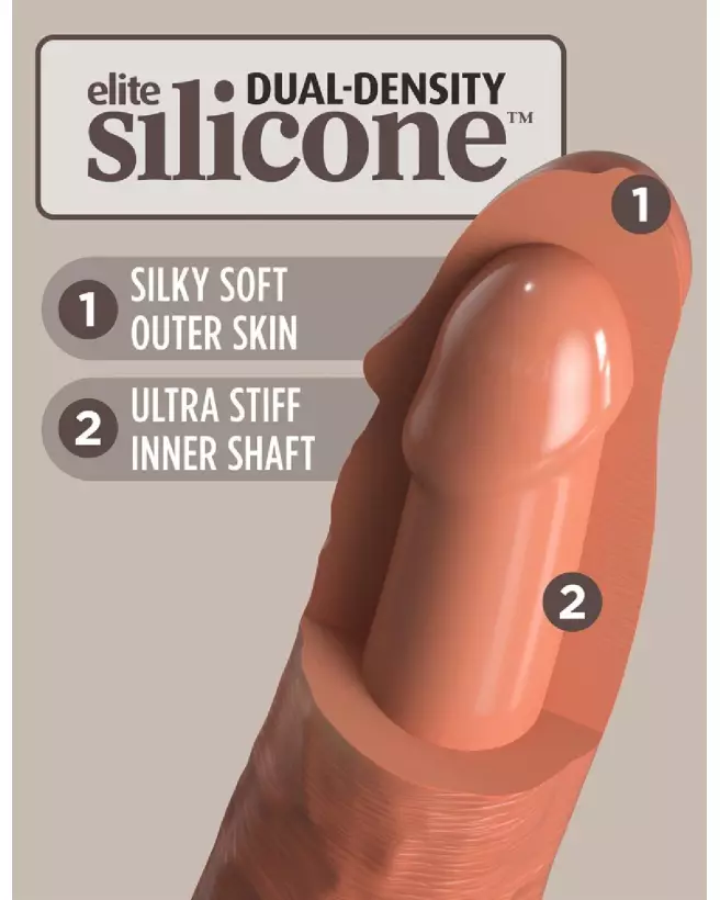 Image du KCE 6 DD Vibrating Cock Tan de King Cock Elite, sextoy réaliste et vibrant-4
