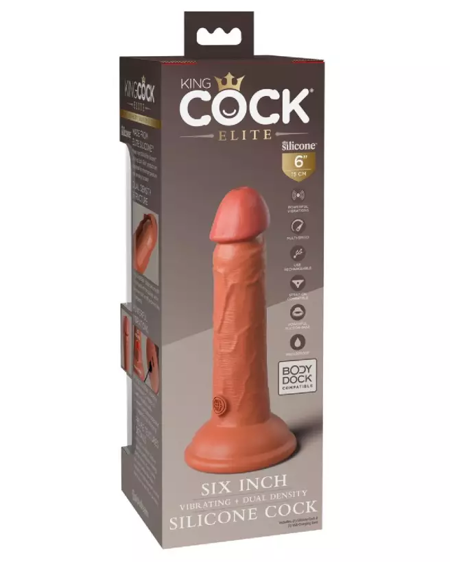 Image du KCE 6 DD Vibrating Cock Tan de King Cock Elite, sextoy réaliste et vibrant-6