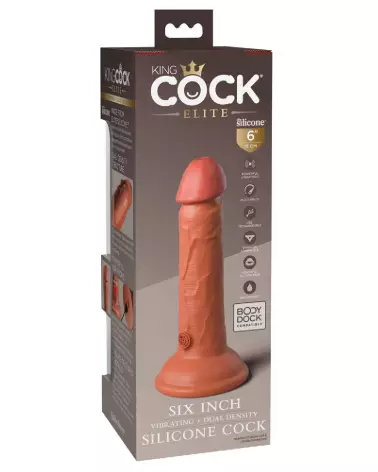 Image du KCE 6 DD Vibrating Cock Tan de King Cock Elite, sextoy réaliste et vibrant-6