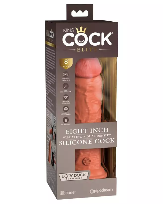 Image du KCE 8 DD Vibrating Cock Tan par King Cock Elite, sextoy réaliste et vibrant-1