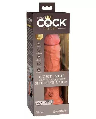 Image du KCE 8 DD Vibrating Cock Tan par King Cock Elite, sextoy réaliste et vibrant-1
