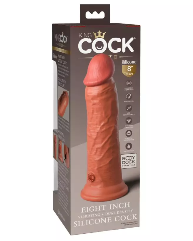 Image du KCE 8 DD Vibrating Cock Tan par King Cock Elite, sextoy réaliste et vibrant-6
