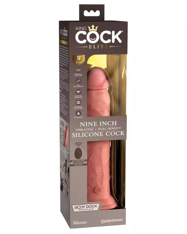 Image du KCE 9 DD Vibrating Cock RC Lig par King Cock Elite, sextoy réaliste avec télécommande-1
