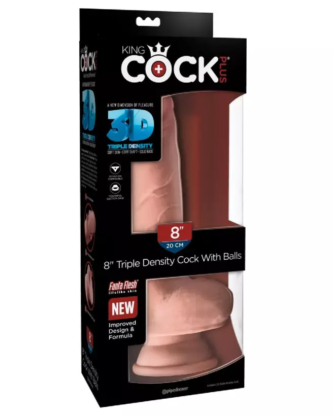 King Cock Plus 8 TD Fat Cock with Balls sextoy réaliste avec détails précis-1