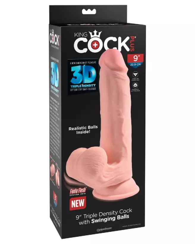 King Cock Plus 9in TDC avec balles oscillantes - Sextoy Réaliste-1