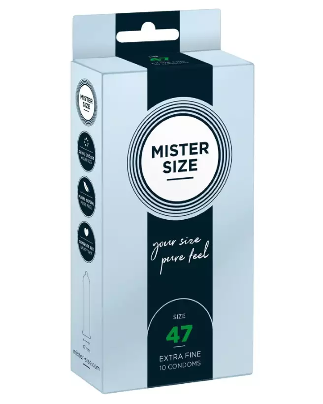 Pack de 10 préservatifs Mister Size 47mm pour confort et sécurité optimale-1