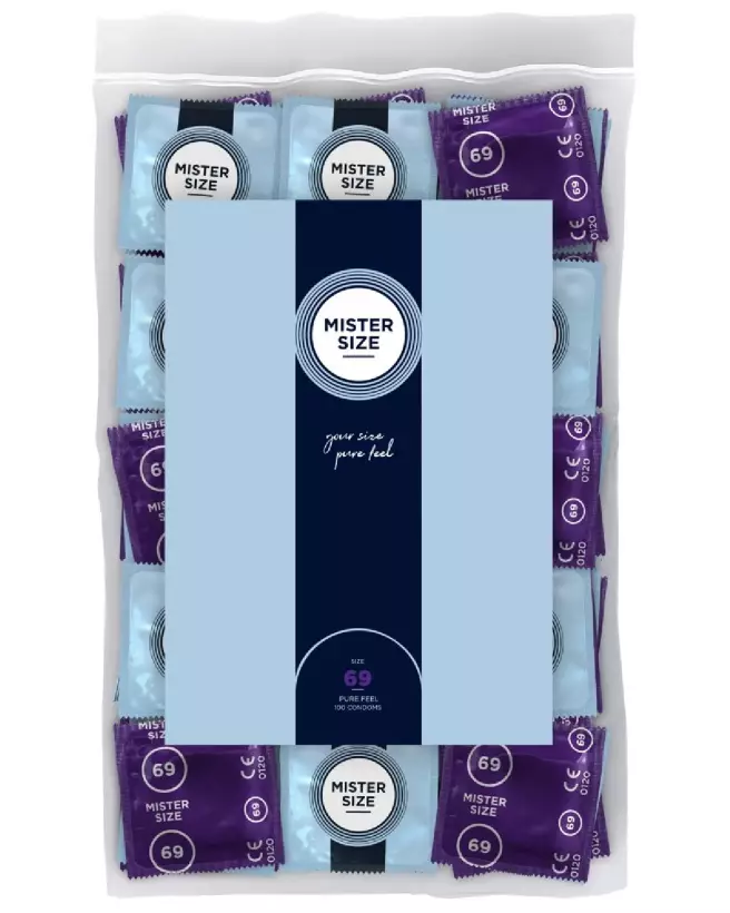 Pack de 100 préservatifs Mister Size 69mm pour confort et protection optimale-1