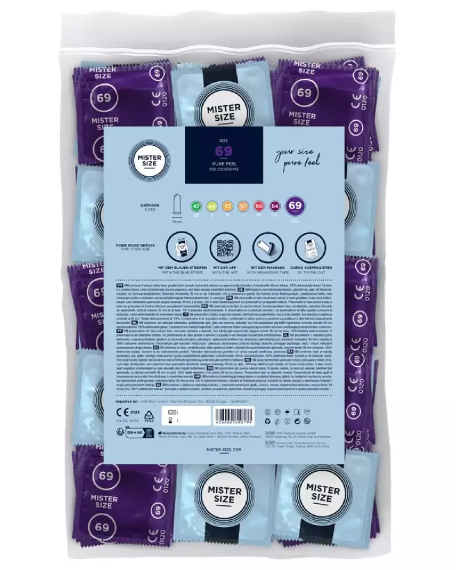Pack de 100 préservatifs Mister Size 69mm pour confort et protection optimale-2