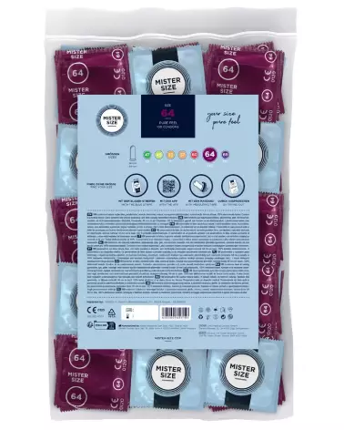 Pack de 100 préservatifs Mister Size 64mm pour confort et sécurité-2