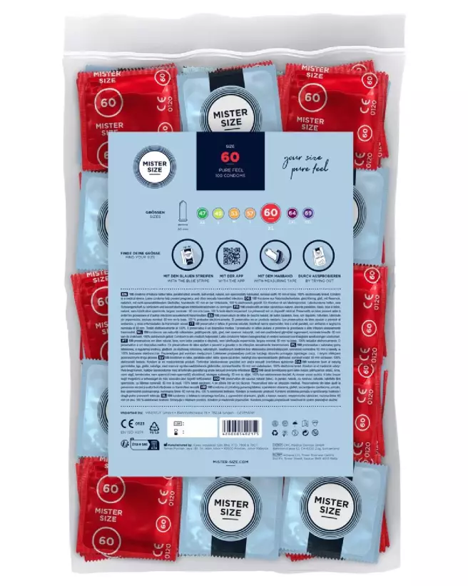 Image du pack de 100 préservatifs Mister Size 60mm pour confort et sécurité optimale-2