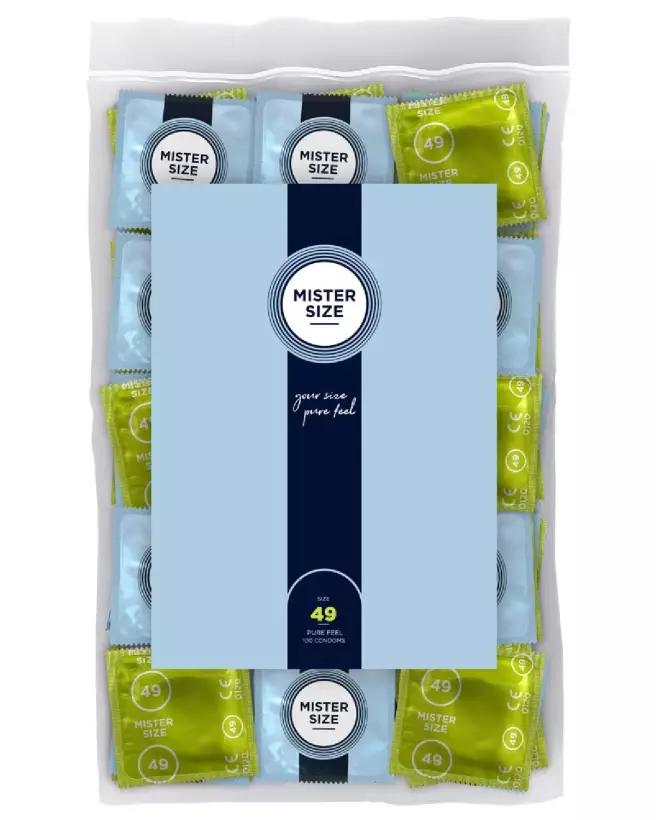 Pack de 100 préservatifs Mister Size 49mm pour confort et sécurité optimale-1