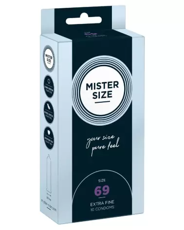 Image des préservatifs Mister Size 69mm pack de 10 pour confort optimal-1