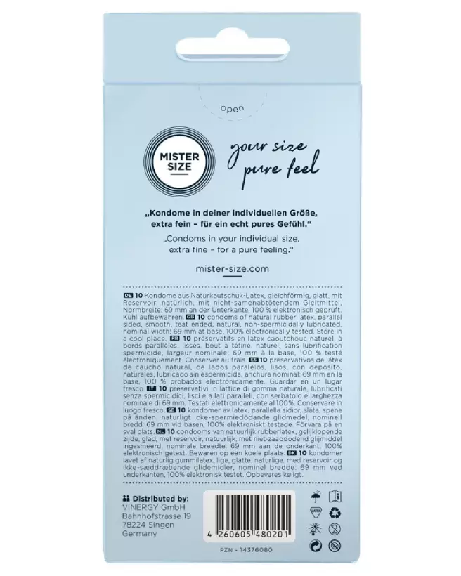 Image des préservatifs Mister Size 69mm pack de 10 pour confort optimal-3