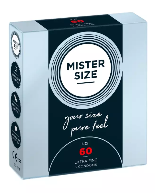 Pack de 3 préservatifs Mister Size 60mm pour confort et protection optimale-1
