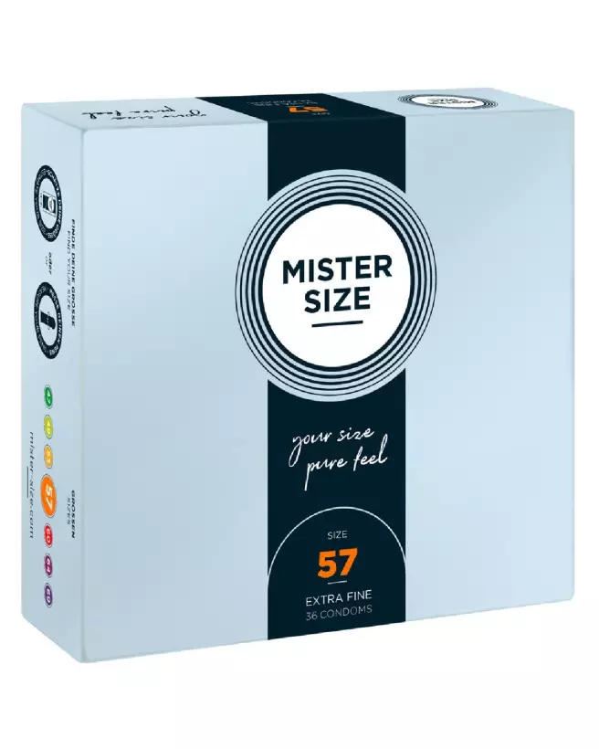 Pack de 36 préservatifs Mister Size 57mm pour confort et sécurité optimale-1