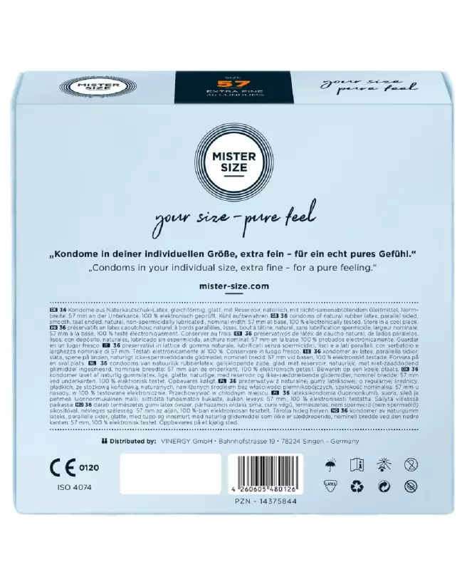 Pack de 36 préservatifs Mister Size 57mm pour confort et sécurité optimale-3