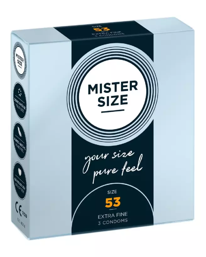 Pack de 3 préservatifs Mister Size 53mm, confort et sécurité optimisés-1