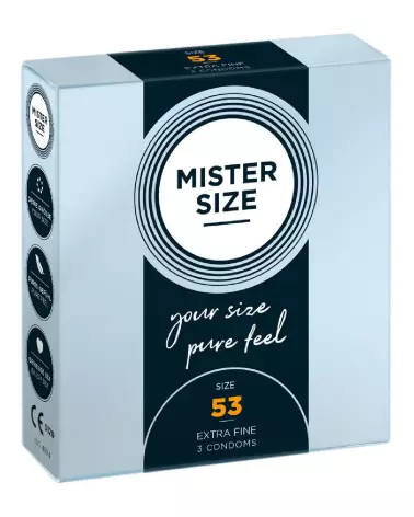 Pack de 3 préservatifs Mister Size 53mm, confort et sécurité optimisés-1